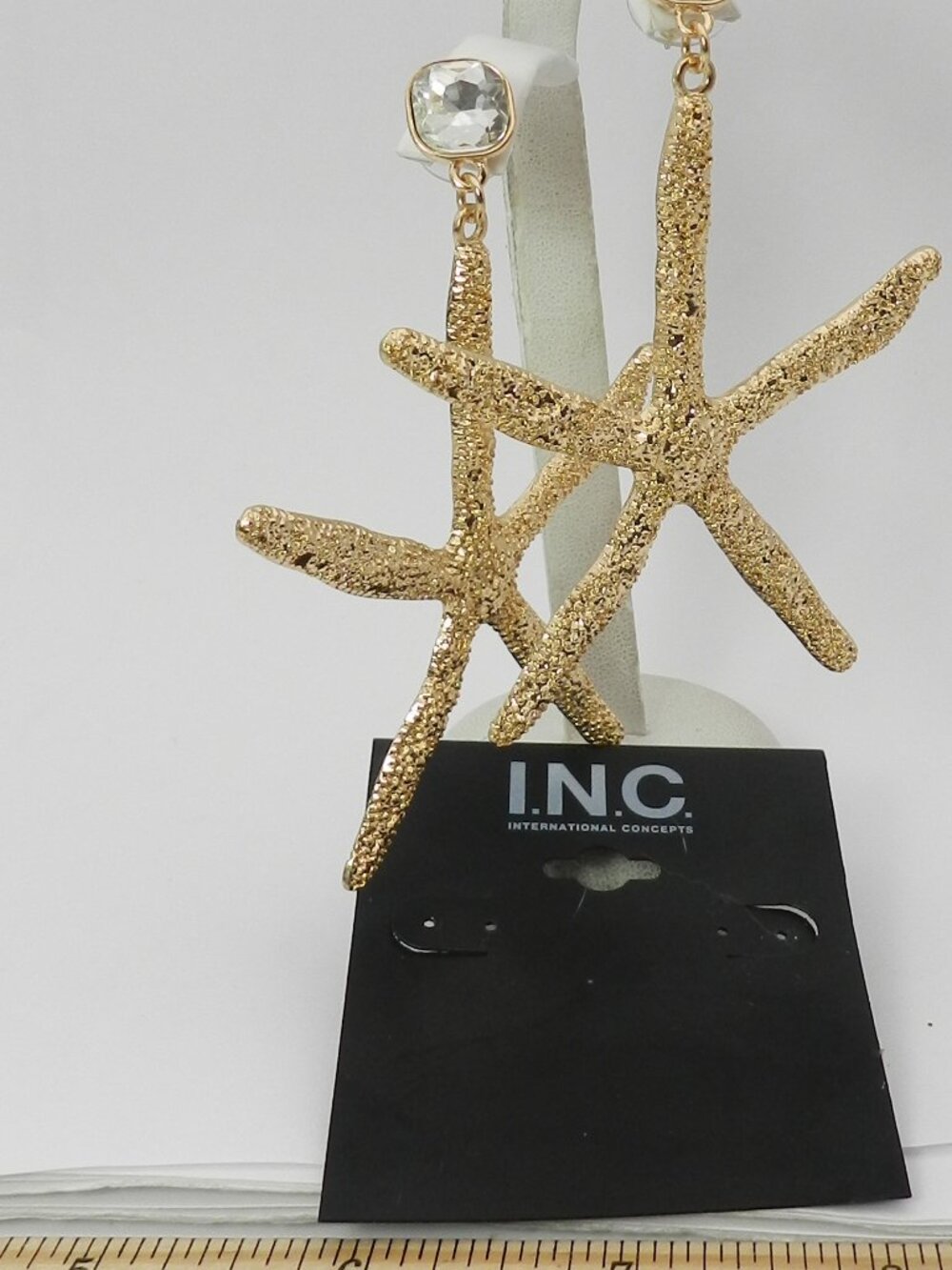 I.N.C. International Concepts Gold-Tone Crystal & Starfish Statement Earrings - Picture 2 of 5